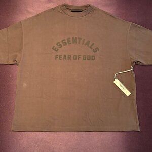 Brand-New Essentials Fear of God Gray Crewneck Logo T-Shirt